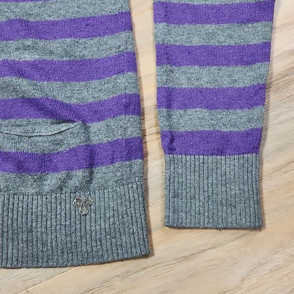 💚TNA Purple & Gray Stripe Long Sleeve Wool Blend Sweater w/Pockets Small - Picture 8 of 12